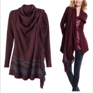 Cabi fringe wrap cardigan